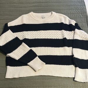 A New Day Black and Cream Striped Knit Sweater